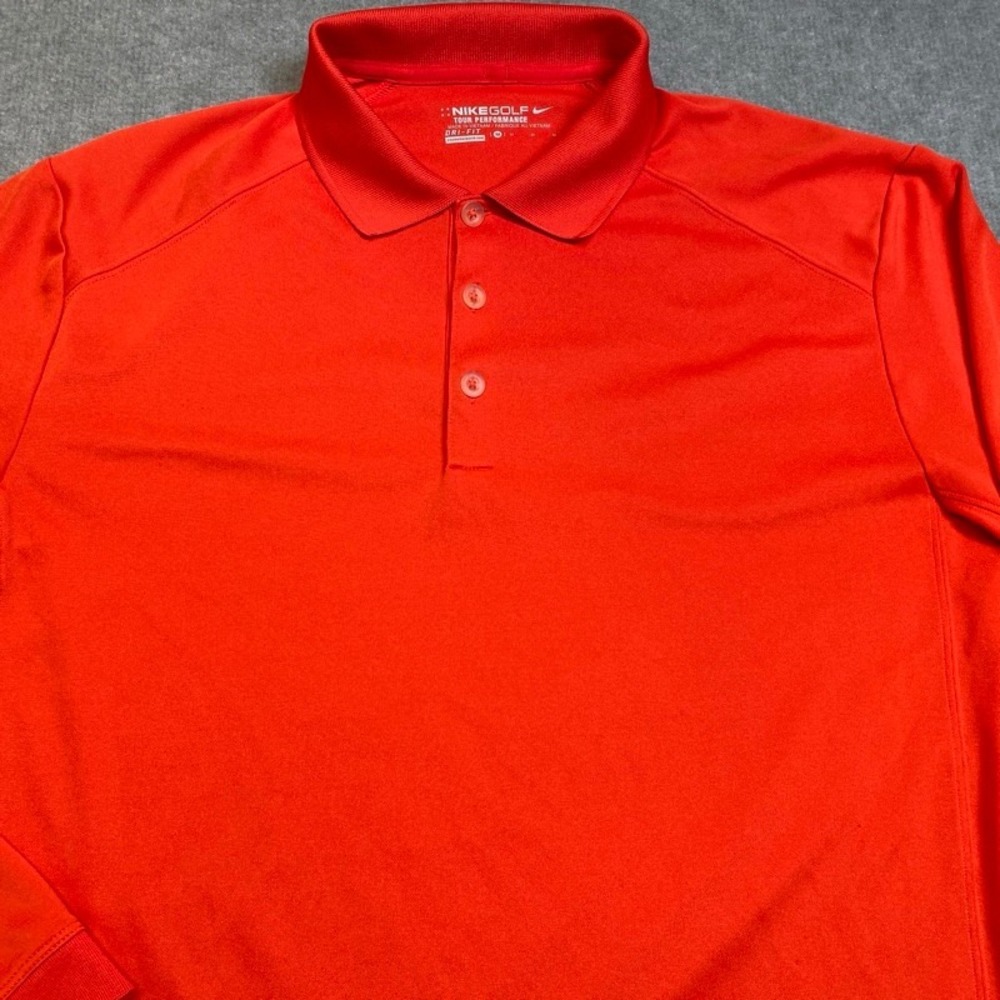 Nike Golf Polo Shirt Men Medium Red Long Sleeve Dri-FIT Tour Performance 508332